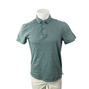 Apt. 9 Men's Green Printed Collared Button Short Sleeve Gold Polo Shirt Top Sz M